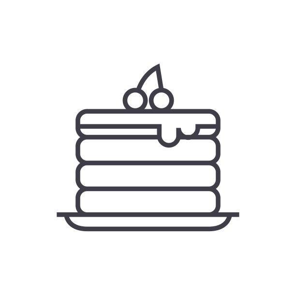 煎饼矢量线图标，标志，插图的背景，可编辑的笔画图片下载