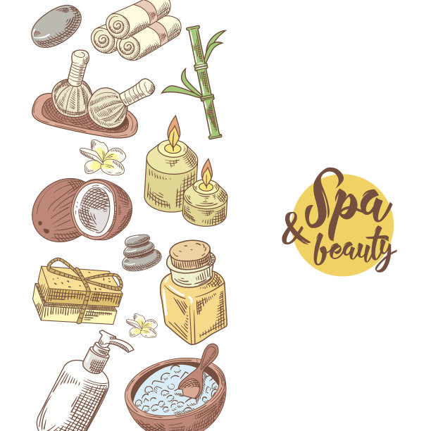 水疗健康美容手绘背景图片下载