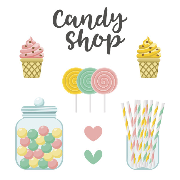 糖果店糖果建造师。色彩斑斓的向量图片下载