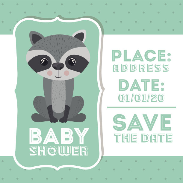 浣熊动物宝宝淋浴卡图标图片下载