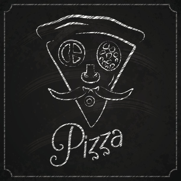 披萨标签黑板概念设计图片下载