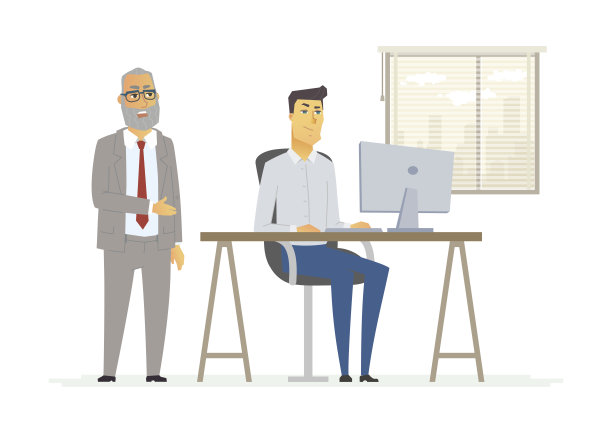 辛苦的一天在办公室-现代卡通人物人物插图图片下载