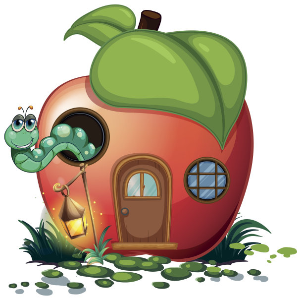 苹果房子里面有毛毛虫图片下载
