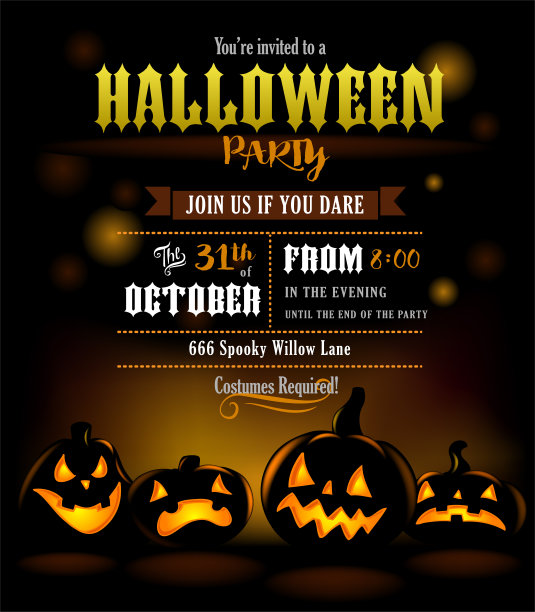 万圣节派对邀请与可怕的南瓜图片下载