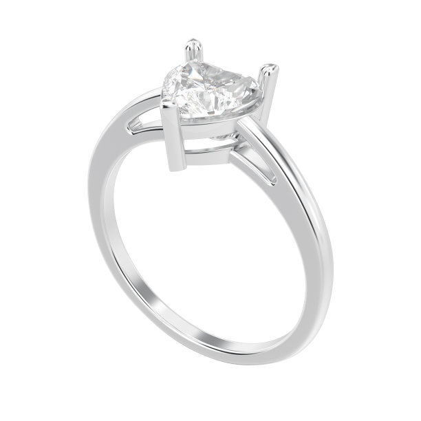 3D插图孤立白金或银订婚戒指钻石心脏图片下载