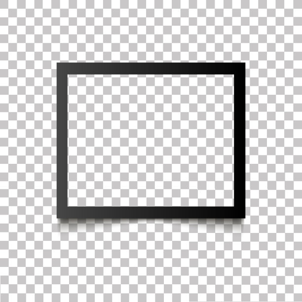 真实的空白黑色相框与透明的背景阴影。矢量插图复古相框模板照片设计。复古风格图片下载