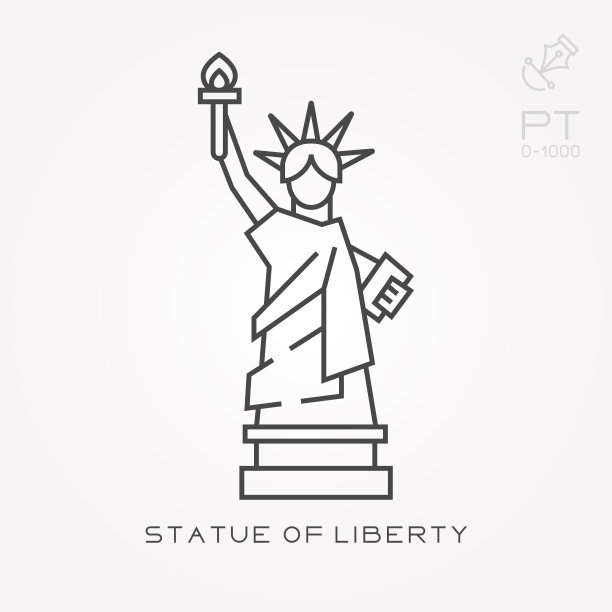 线条象征自由女神像图片下载