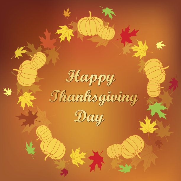 明亮的橙色背景与框架向量感恩节快乐图片下载