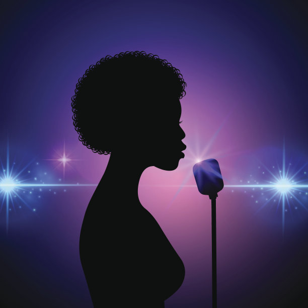 在抽象背景上的女歌手剪影图片下载
