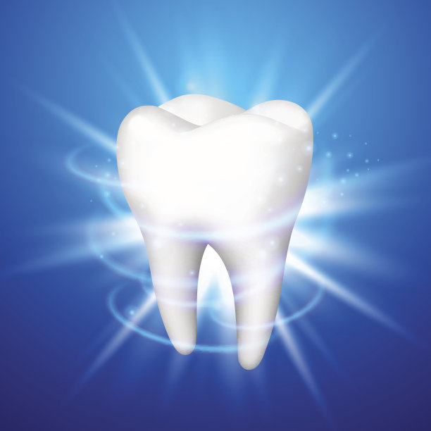 蓝色背景上的牙齿。素材图片