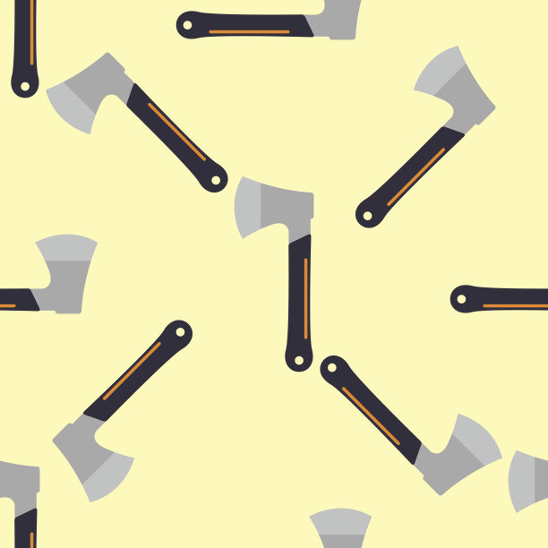 斧头无缝模式伐木工木工刀片设备工作处理金属背景矢量插图图片下载