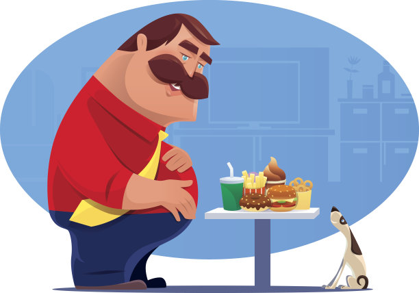 吃垃圾食品的胖子素材图片