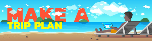 在海滩边工作边放松的男人图片下载