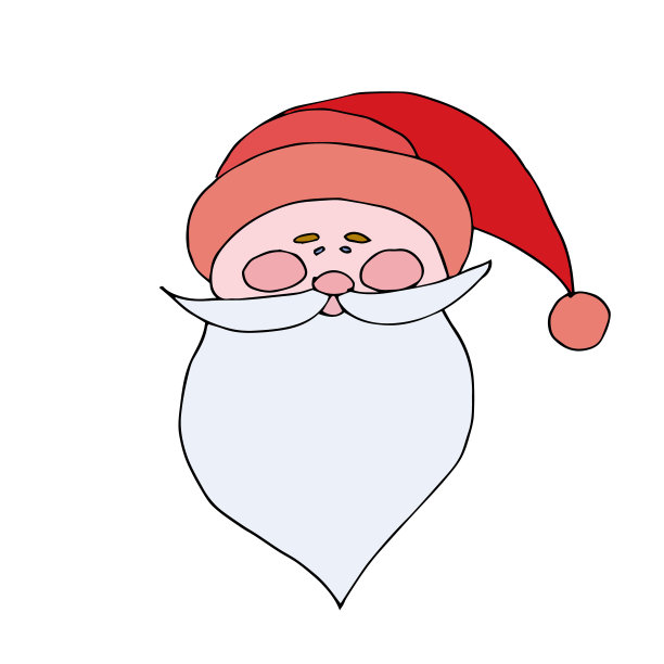 戴红色帽子、胡须的圣诞老人，白色背景，扁平风格图标，节日圣诞海报，矢量插画图片下载