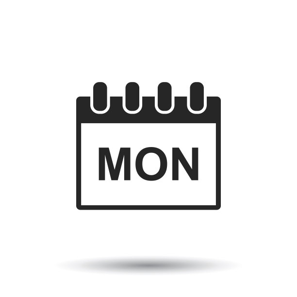 星期一日历页象形图标。简单的平面象形图的商业，营销，互联网概念上的白色背景。时髦的现代矢量符号的网站设计或移动应用程序图片下载