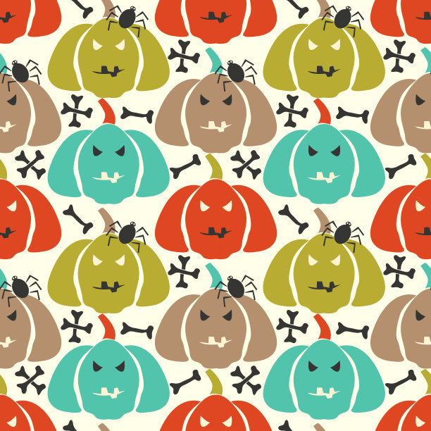 南瓜无缝图案。万圣节的背景图片下载