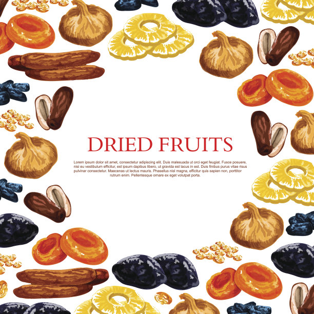 矢量海报的干果和干果零食素材图片