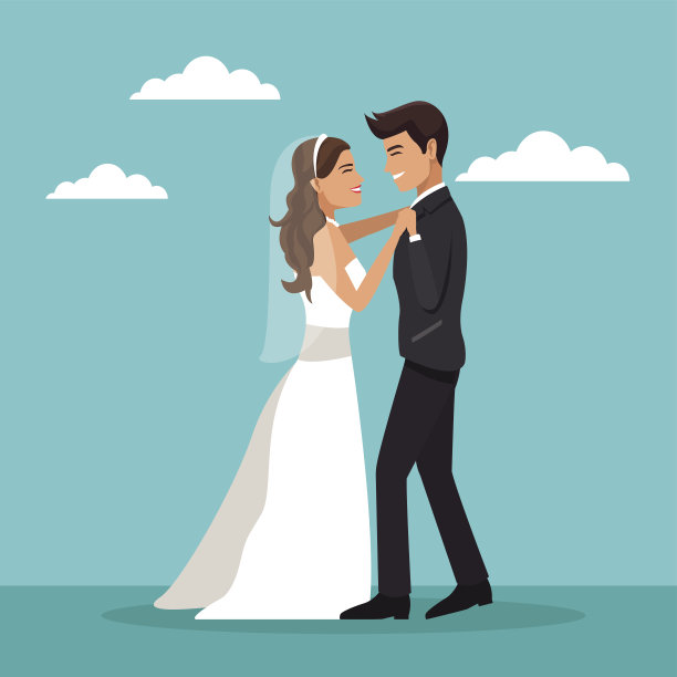 彩色天空景观背景与新婚夫妇跳舞图片下载