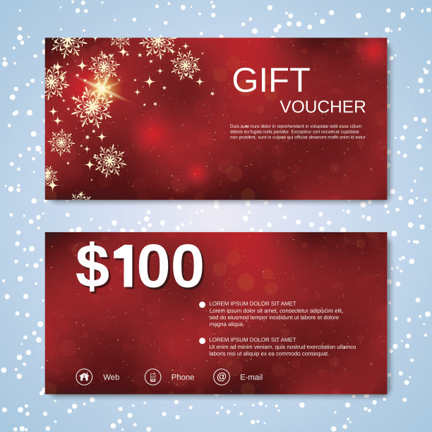 圣诞和新年礼品券矢量模板图片下载