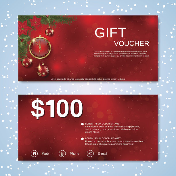 圣诞和新年礼品券矢量模板图片下载