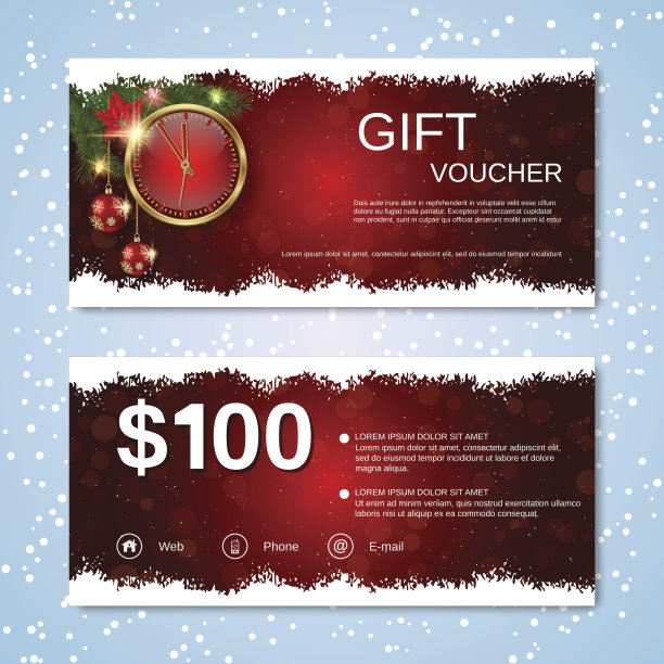 圣诞和新年礼品券矢量模板图片下载