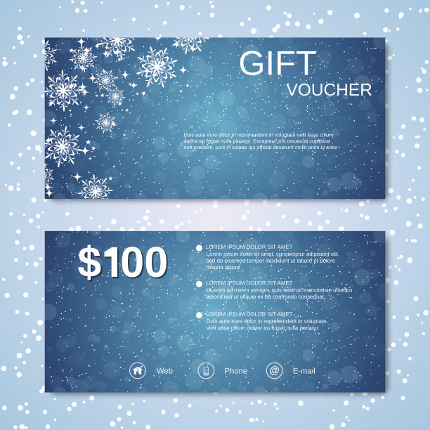 圣诞和新年礼品券矢量模板图片下载