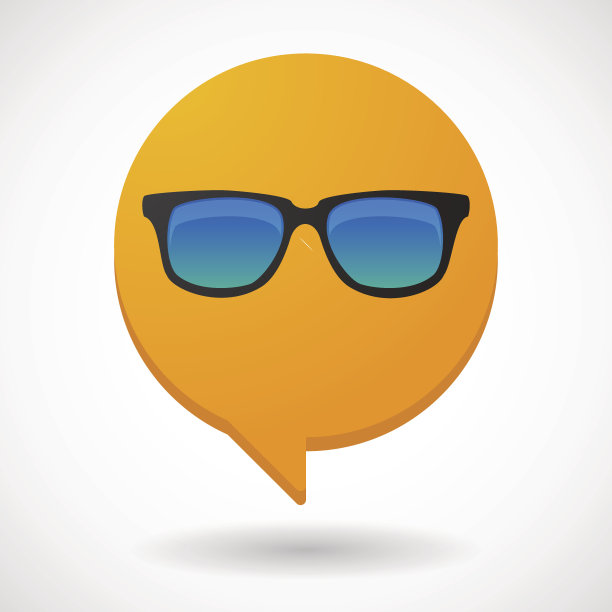 孤立的漫画气球与太阳镜图标图片下载