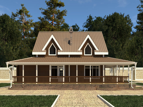 房子照片逼真渲染3D插图图片下载