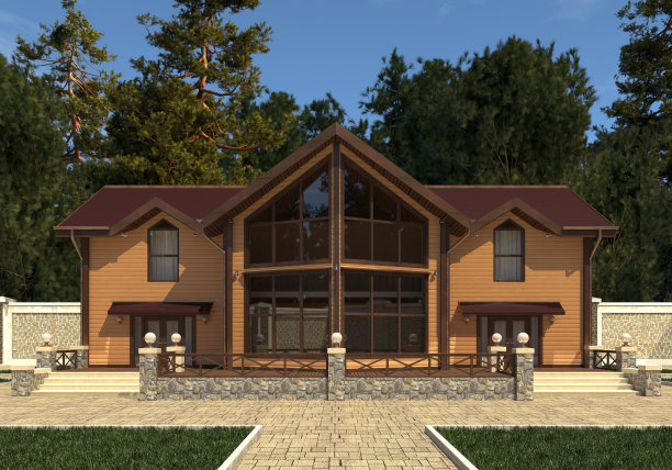 房子照片逼真渲染3D插图图片下载