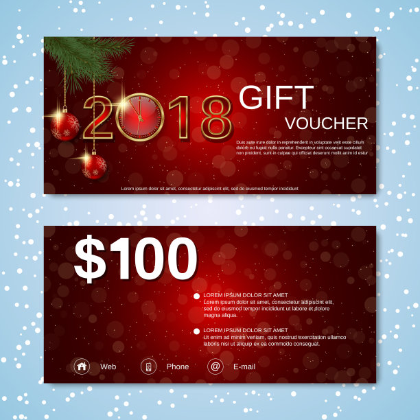 圣诞和新年礼品券矢量模板图片下载