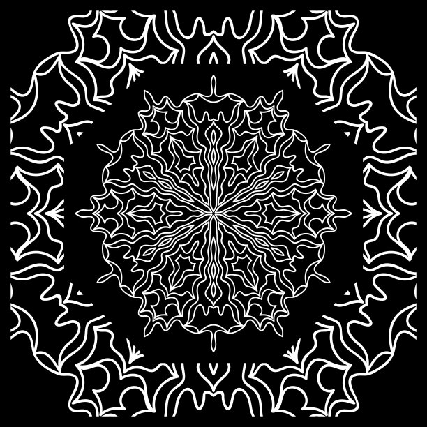 矢量插图。花样与花卉曼陀罗，装饰边界。印花面料，手帕设计图片下载