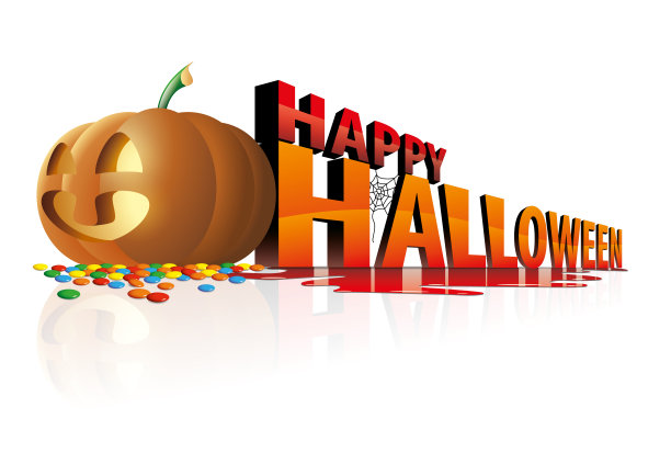 万圣节笑大南瓜和五彩糖果图片下载