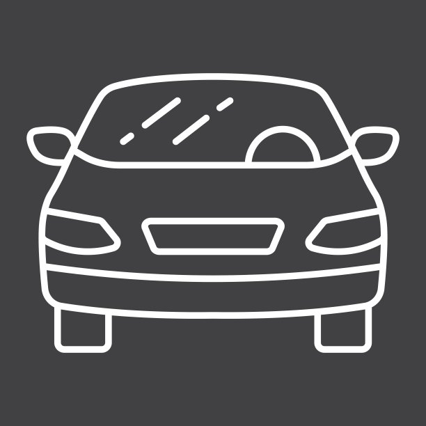 汽车线条图标，交通与汽车，轿车标志矢量图形，黑色背景上的线性图案，eps 10。图片下载