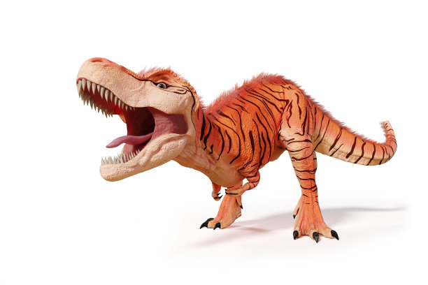 霸王龙，侏罗纪时期的霸王龙恐龙(白色背景上的3d插图)图片下载