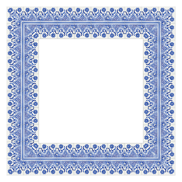 框架设计与典型的葡萄牙装饰与彩色瓷砖称为“azulejos”-高分辨率的图像在白色背景上易于选择-图像与复制空间图片下载