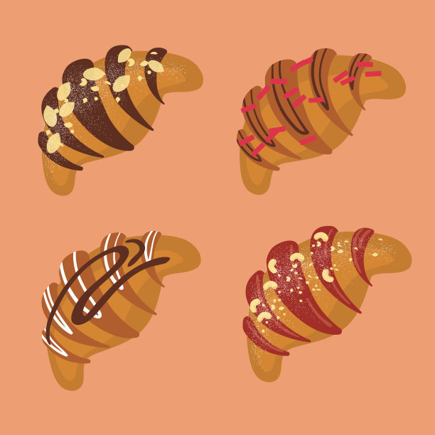 美味的羊角面包当早餐图片下载