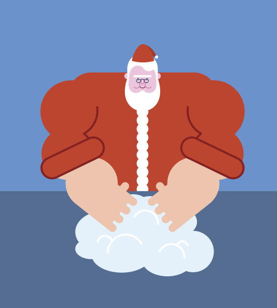 圣诞老人厨师揉面。圣诞节烤蛋糕。爷爷贝克厨师。矢量图图片下载