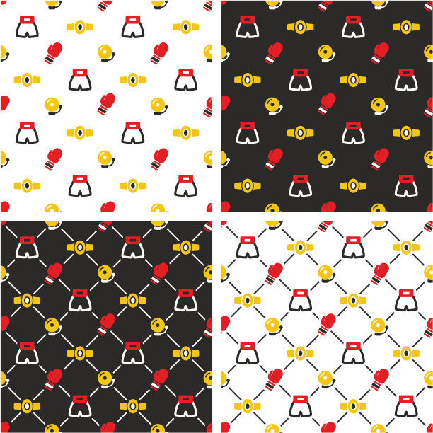 拳击无缝模式颜色红色套装图片下载