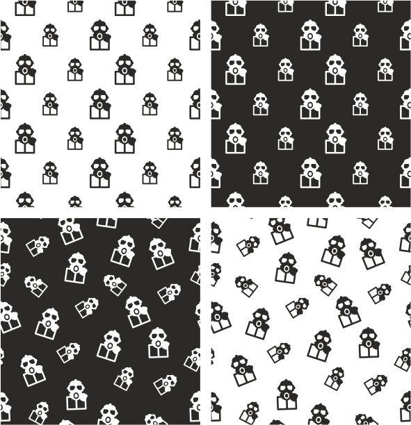 生物危害服和防毒面具阿凡达大和小对齐和随机无缝模式设置图片下载