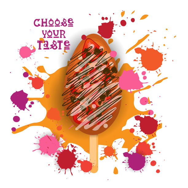 冰淇淋棒棒糖彩色甜点图标选择你的口味咖啡馆海报图片下载
