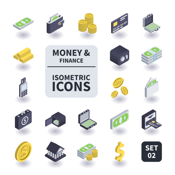 简单的金钱和金融图标。图片下载