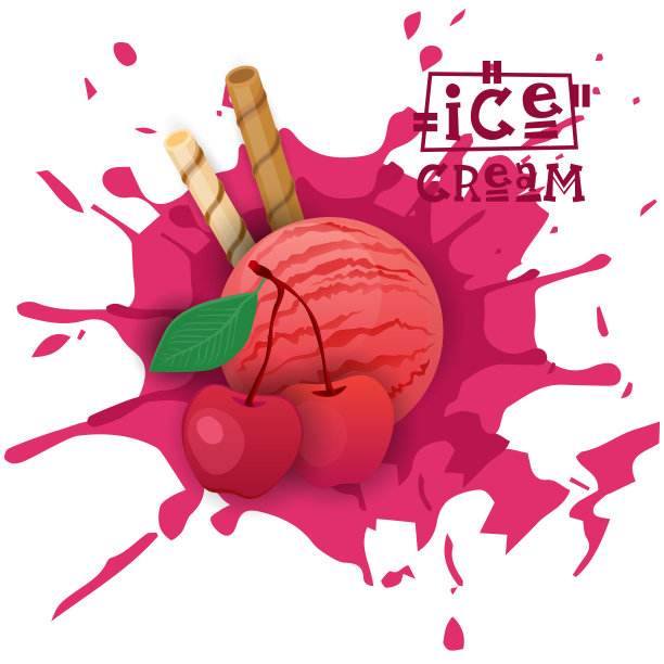冰淇淋樱桃球水果甜点选择你的口味咖啡馆海报图片下载