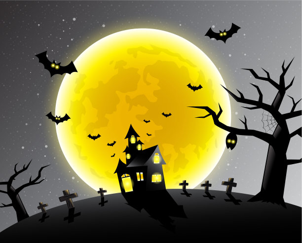 万圣节快乐，可怕的夜晚背景，矢量插图。图片下载