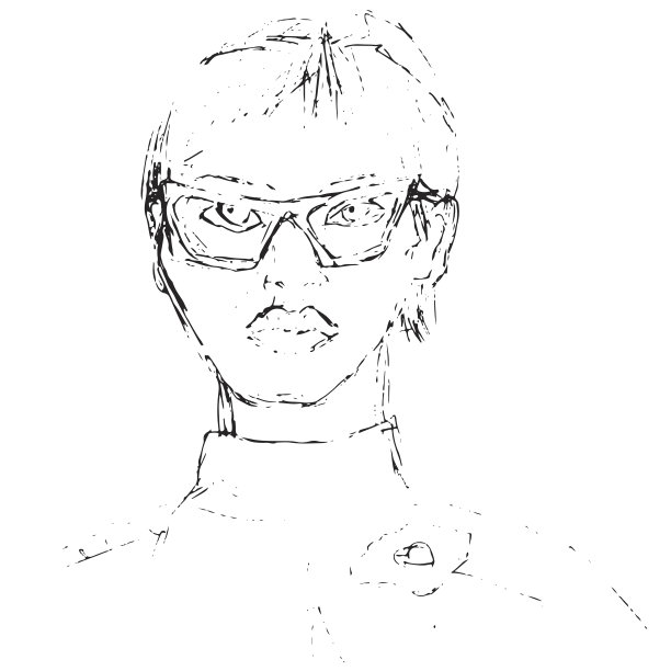 戴着墨镜的女人。手绘矢量肖像。黑白艺术矢量插图。图片下载