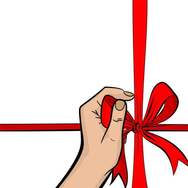 波普艺术家手捧红丝带礼盒图片下载