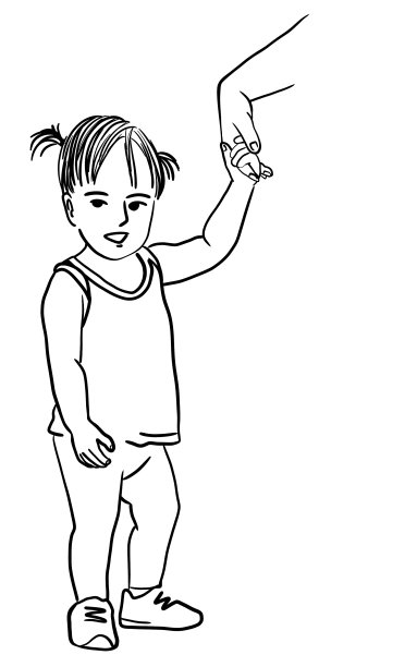 矢量艺术画的小女孩希望握着母亲的手，母亲节的概念图片下载