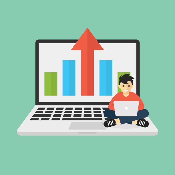 笔记本电脑插图前视图与人的工作图片下载