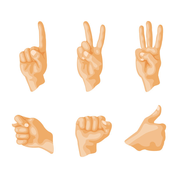 手聋哑人不同手势人手臂人沟通信息矢量插图图片下载