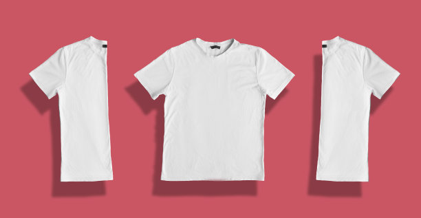 白色t恤与空白为您的促销文字或广告。纺织，设计，服装，模板和时尚概念。正面和背面视图。衣服孤立在粉红色的背景上图片下载