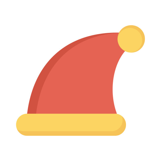 圣诞老人帽平面矢量图标图片下载